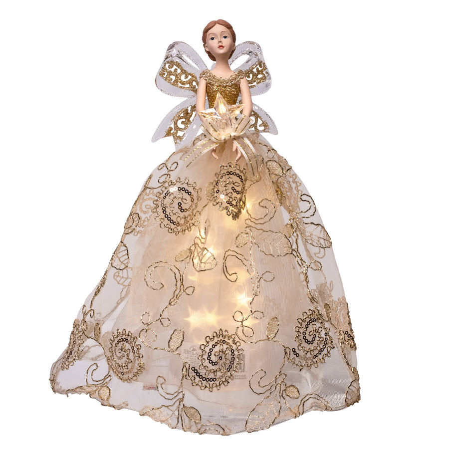 12" Lighted Angel With Star Reflect Effect Treetop