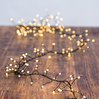 9.8' 300L Warm White Superbright Twinkle LED Green Wire Cluster Garland