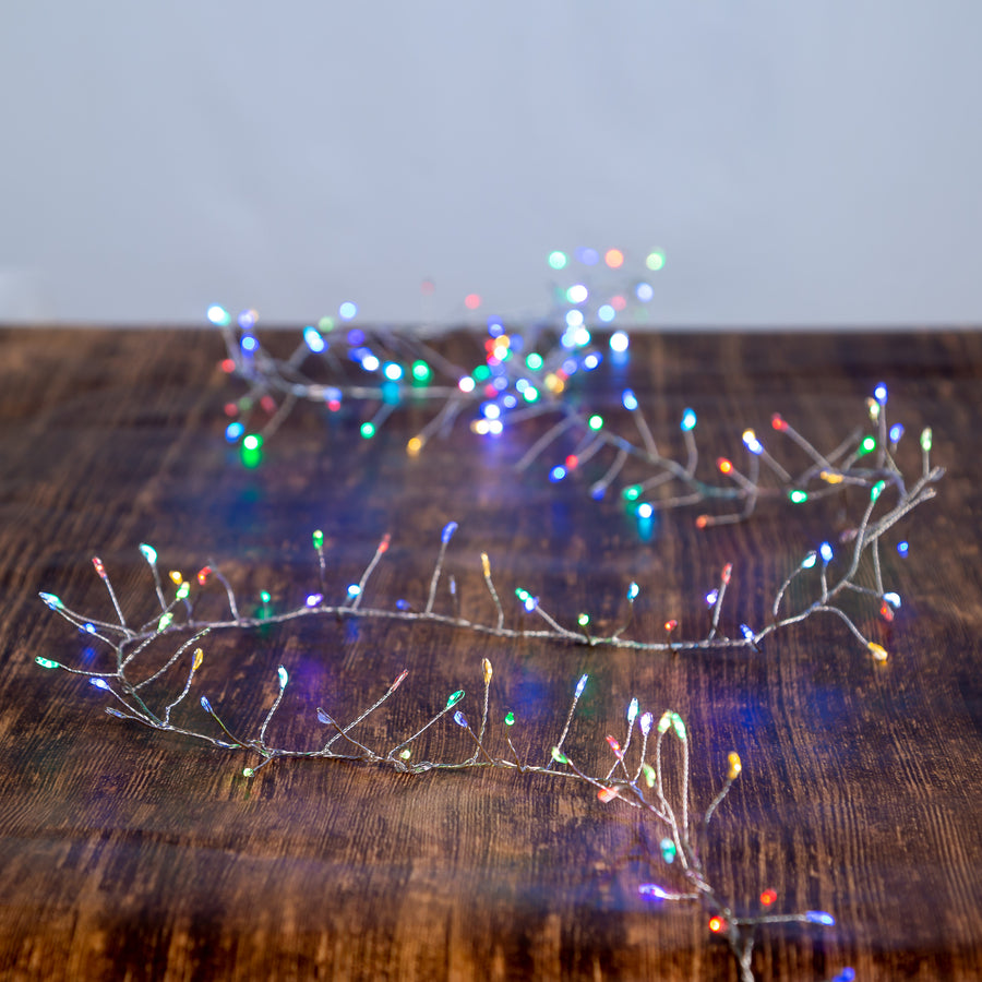 8' 240L RGB Multifunction LED Fairy Cluster Garland + Remote