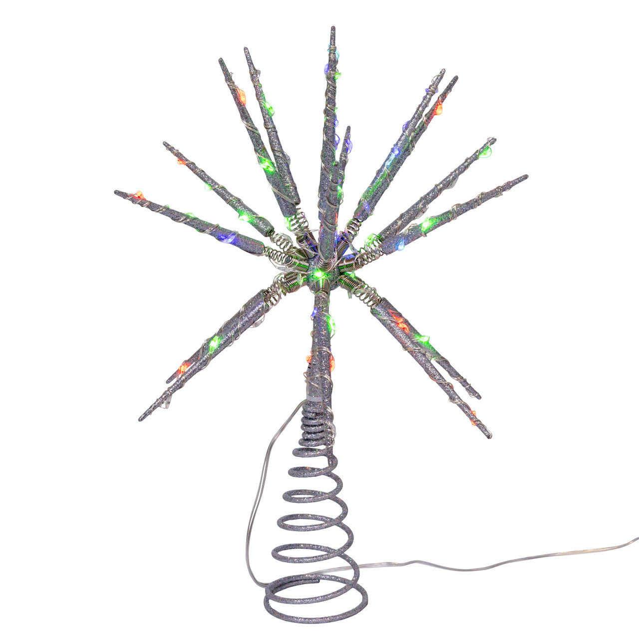 12" RGB LED Silver Glitter Starburst Treetop