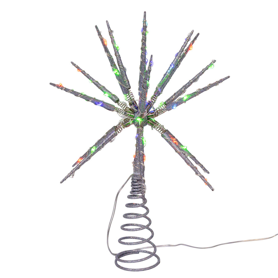 12" RGB LED Silver Glitter Starburst Treetop