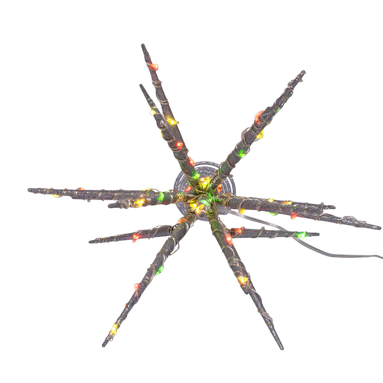12" RGB LED Silver Glitter Starburst Treetop