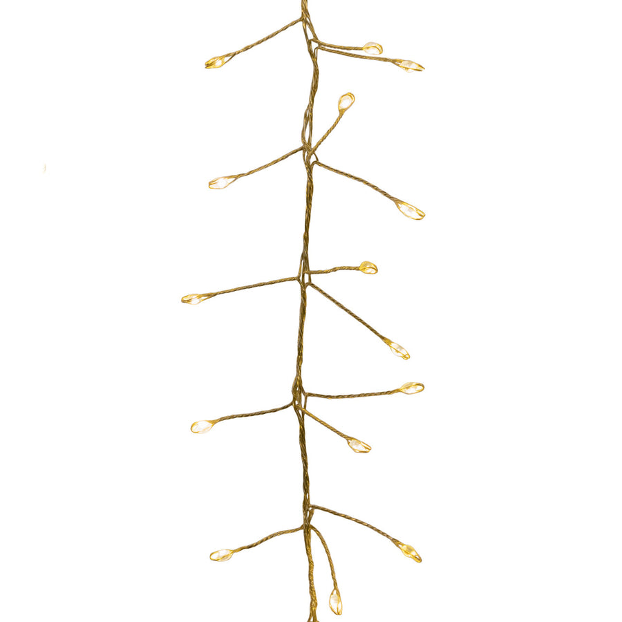 7.87' 240L Warm White Twinkle Micro LED Gold Wire Cluster Garland