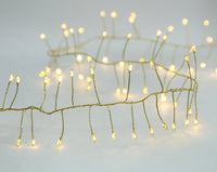 7.87' 240L Warm White Twinkle Micro LED Gold Wire Cluster Garland