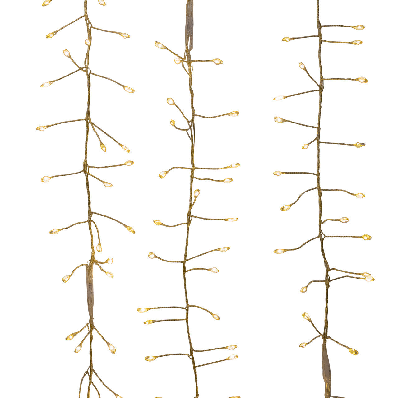 7.87' 240L Warm White Twinkle Micro LED Gold Wire Cluster Garland