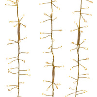 9' 300L Warm White Superbright Twinkle Gold Wire Cluster Garland