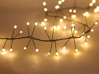9' 300L Warm White Superbright Twinkle Green Wire Cluster Garland