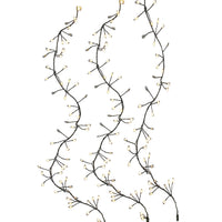 9' 300L Warm White Superbright Twinkle Green Wire Cluster Garland