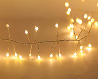 9' 300L Warm White Superbright Twinkle Silver Wire Cluster Garland