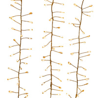 9' 300L Warm White Superbright Twinkle Effect Gold Wire Cluster Garland