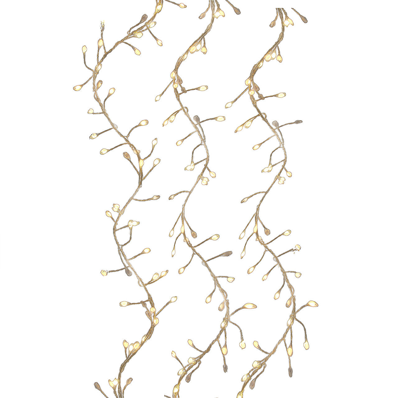 9' 300L Warm White Superbright Twinkle Silver Wire Cluster Garland