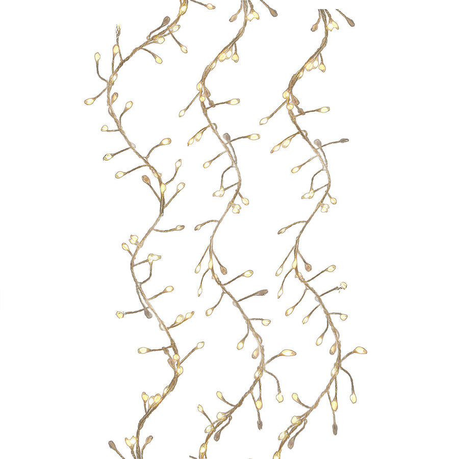 9' 300L Warm White Superbright Twinkle Effect Gold Wire Cluster Garland