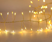 7.87' 240L Classic White & Warm White Twinkle Micro LED Gold Wire Cluster Garland