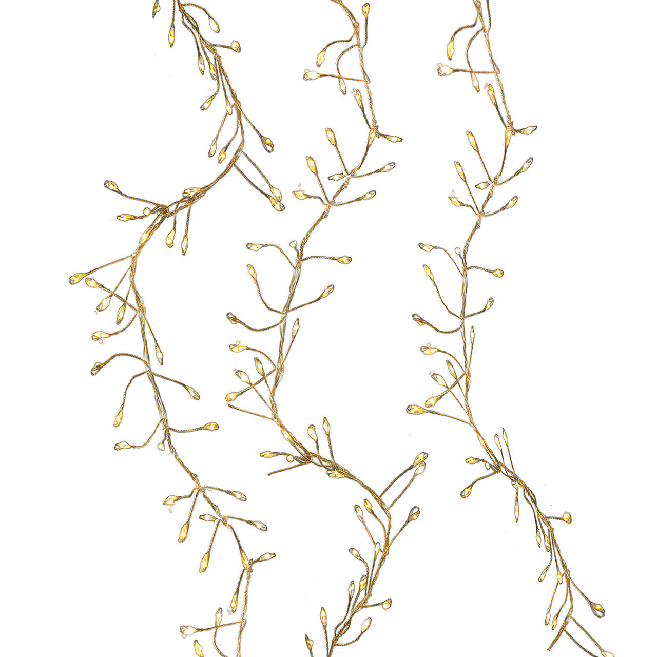 7.87' 240L Classic White & Warm White Twinkle Micro LED Gold Wire Cluster Garland