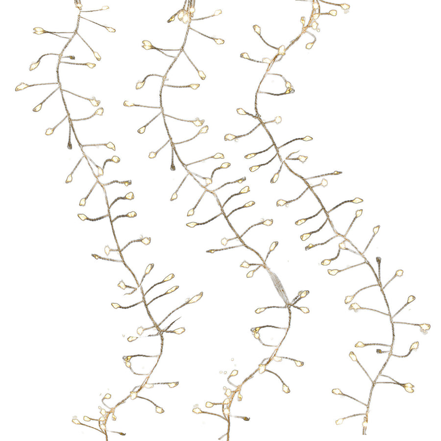 7.87' 240L Warm White Twinkle Micro LED Silver Wire Cluster Garland