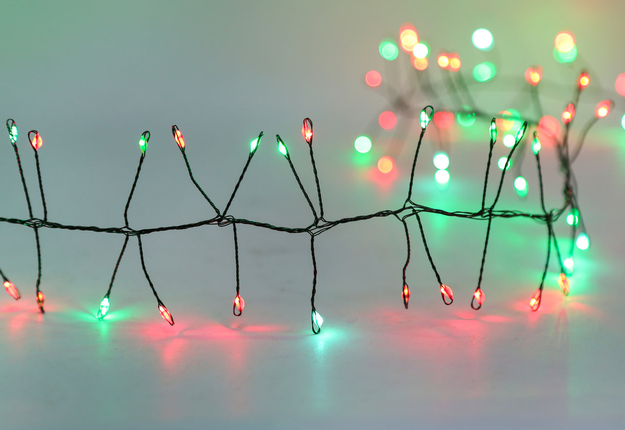 8' 240L Red & Green LED Micro Twinkle Fairy Light Cluster Garland