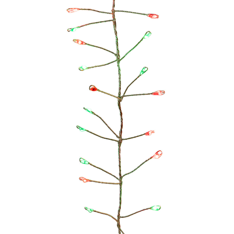 7.87' 240L Red & Green Twinkle Micro LED Silver Wire Cluster Garland