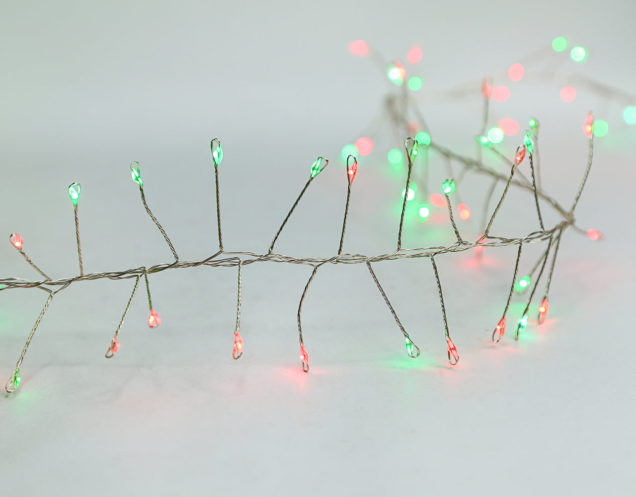 7.87' 240L Red & Green Twinkle Micro LED Silver Wire Cluster Garland