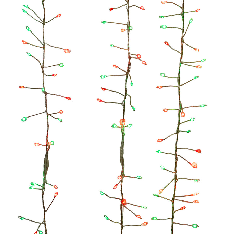 7.87' 240L Red & Green Twinkle Micro LED Silver Wire Cluster Garland
