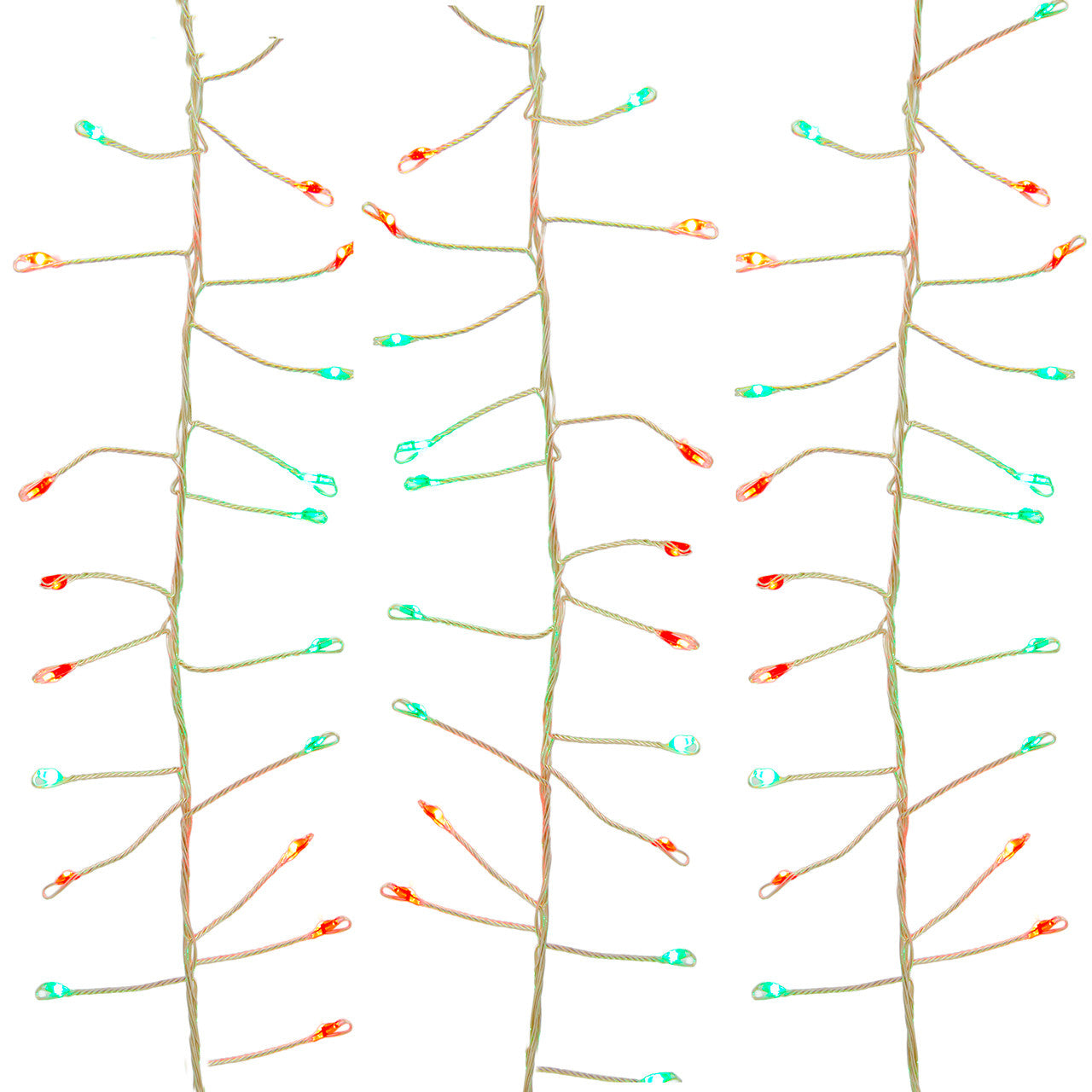 7.87' 240L Red & Green Twinkle Micro LED Silver Wire Cluster Garland