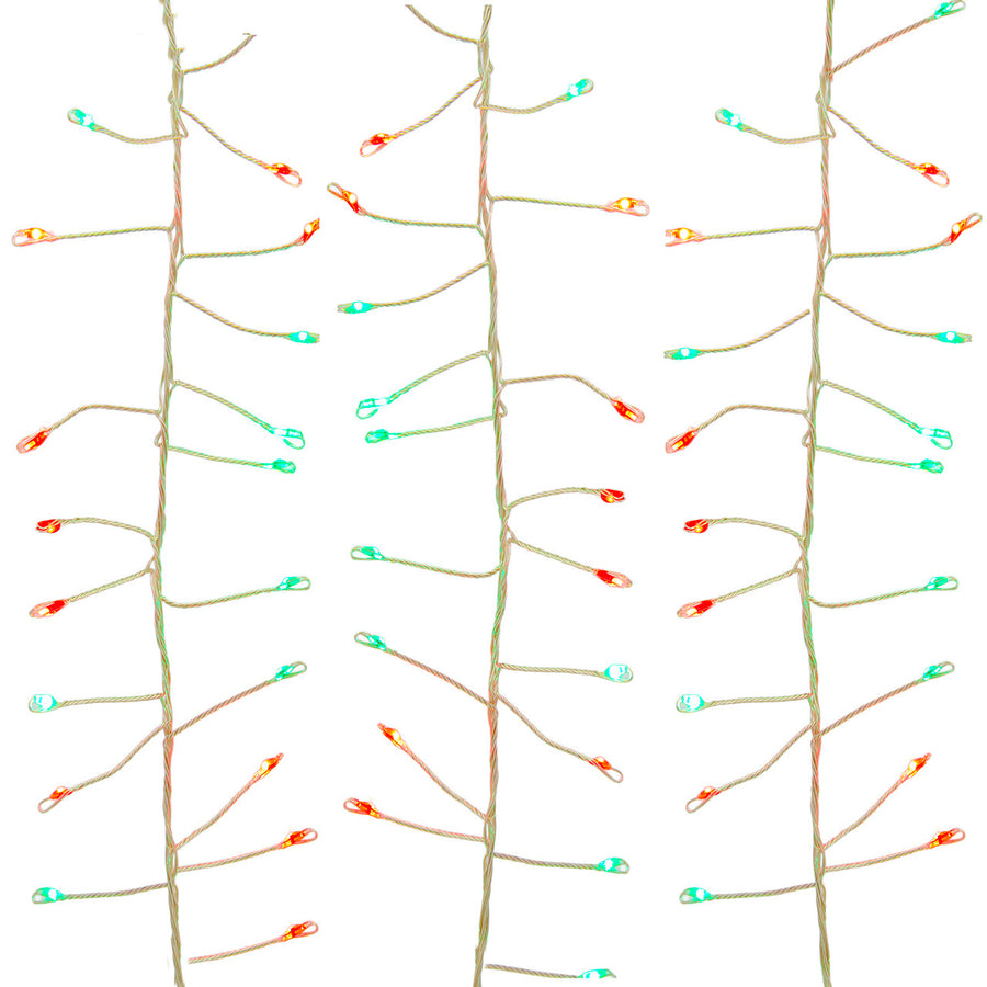 7.87' 240L Red & Green Twinkle Micro LED Silver Wire Cluster Garland