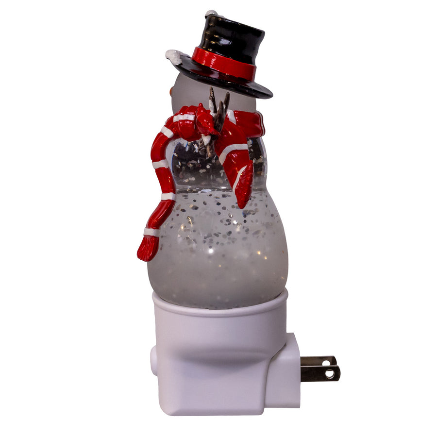 Snowman With Red Scarf & Cardinal Spinning Glitter LED Night Light