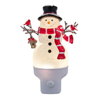 Snowman With Red Scarf & Cardinal Spinning Glitter LED Night Light