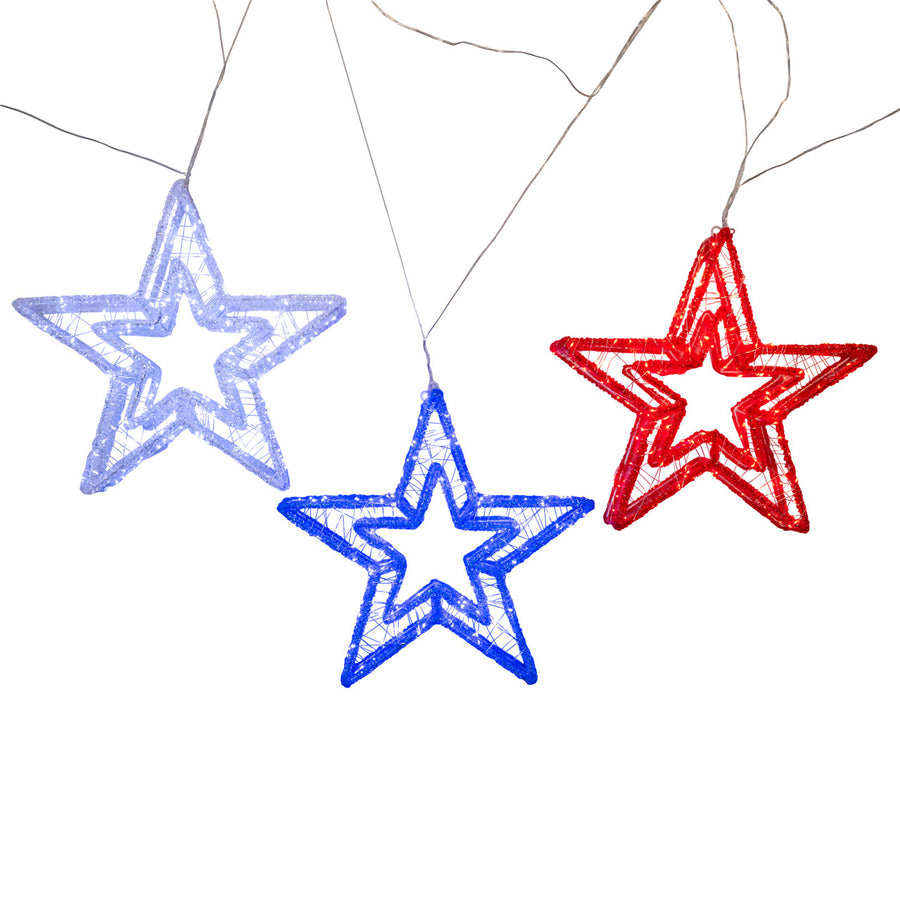 16" 720L Red, Blue & Cool White Star Fairy Light Set