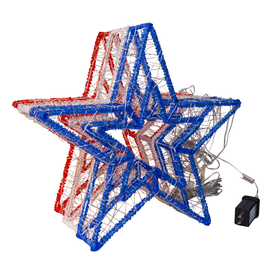 16" 720L Red, Blue & Cool White Star Fairy Light Set