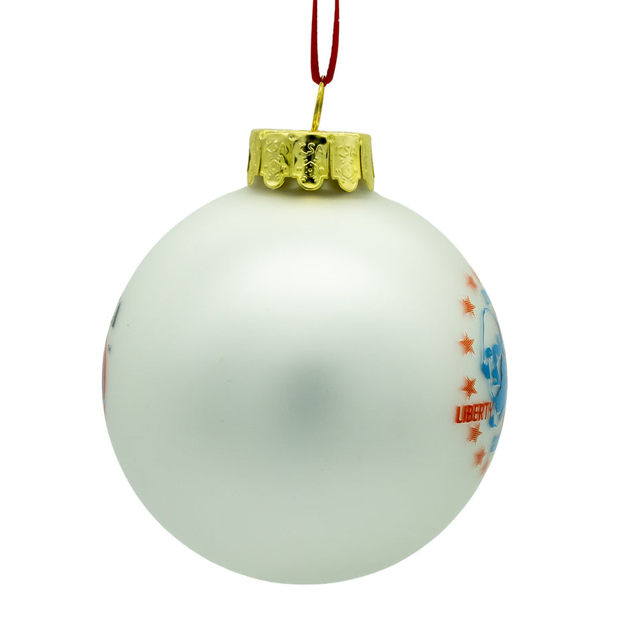 80MM Glass Washington & Lincoln White Ball Ornament