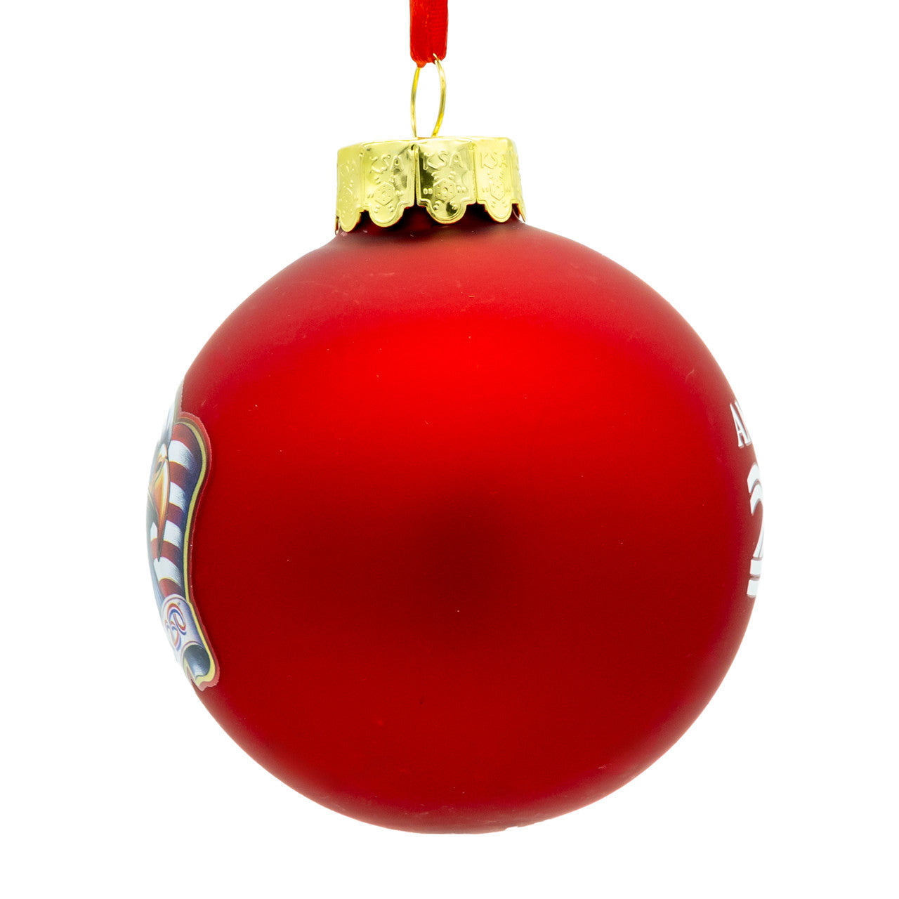 80MM Glass America 250th Red Ball With Eagle Head & Flag Ornament