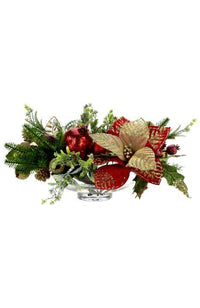 Large Poinsettia Centerpiece, Red - 14 x 7Inches