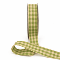 7/8 Inch Woven Antique Ivory Checkered Ribbon with Woven Edge – AKB-66N LIGHT GREEN