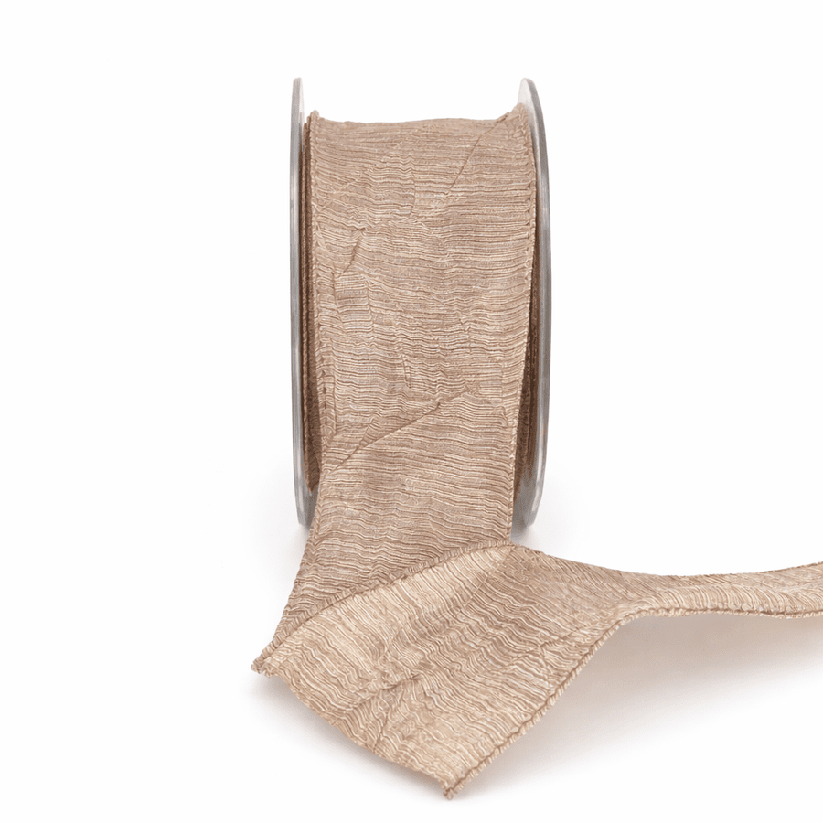 2 Inch Two Tone Crinkle Crushed Ribbon with Wired Edge – AW02 – CHAMPAGNE
