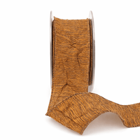 2 Inch Two Tone Crinkle Crushed Ribbon with Wired Edge – AW30 – GOLD BROWN