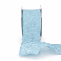 2 Inch Two Tone Crinkle Crushed Ribbon with Wired Edge – AW34 – LIGHT BLUE/WHITE