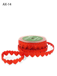 3/4″ Puffy Satin Seasonal Shape Ribbon with Cut Sealed Edge – AX14 – RED HEARTS