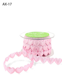 3/4″ Puffy Satin Seasonal Shape Ribbon with Cut Sealed Edge – AX17 – PINK HEARTS