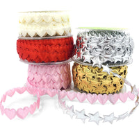 3/4″ Puffy Satin Seasonal Shape Ribbon with Cut Sealed Edge – AX30 – GOLD STARS