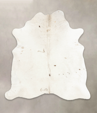 Luxurious Ivory and Beige Brazilian Cowhide Rug - 7'4