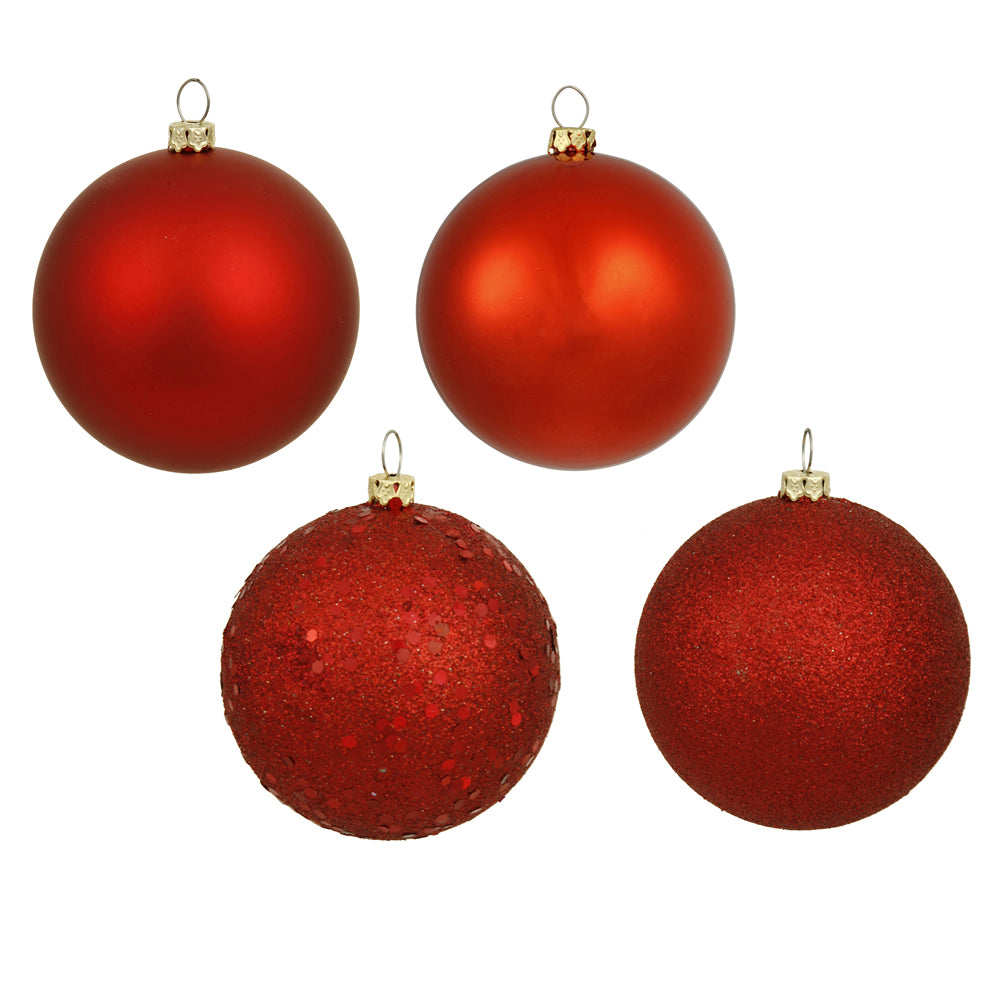 2.4" Red 4 Finish Orn Asst