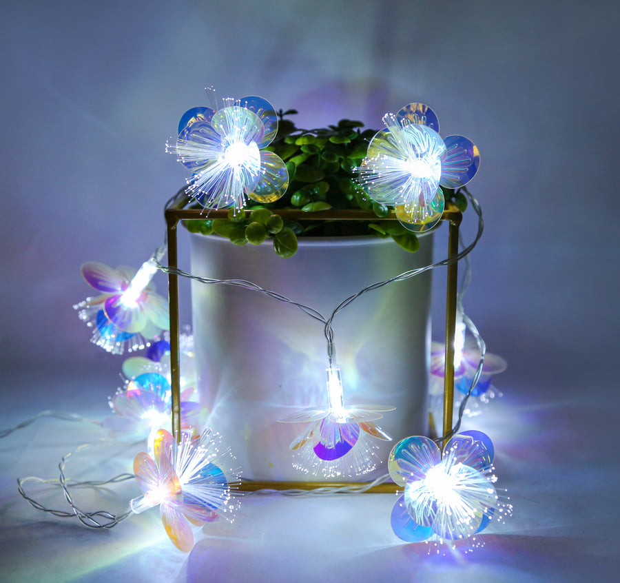 Battery Operated 10L Cool White LED Flower Light Set