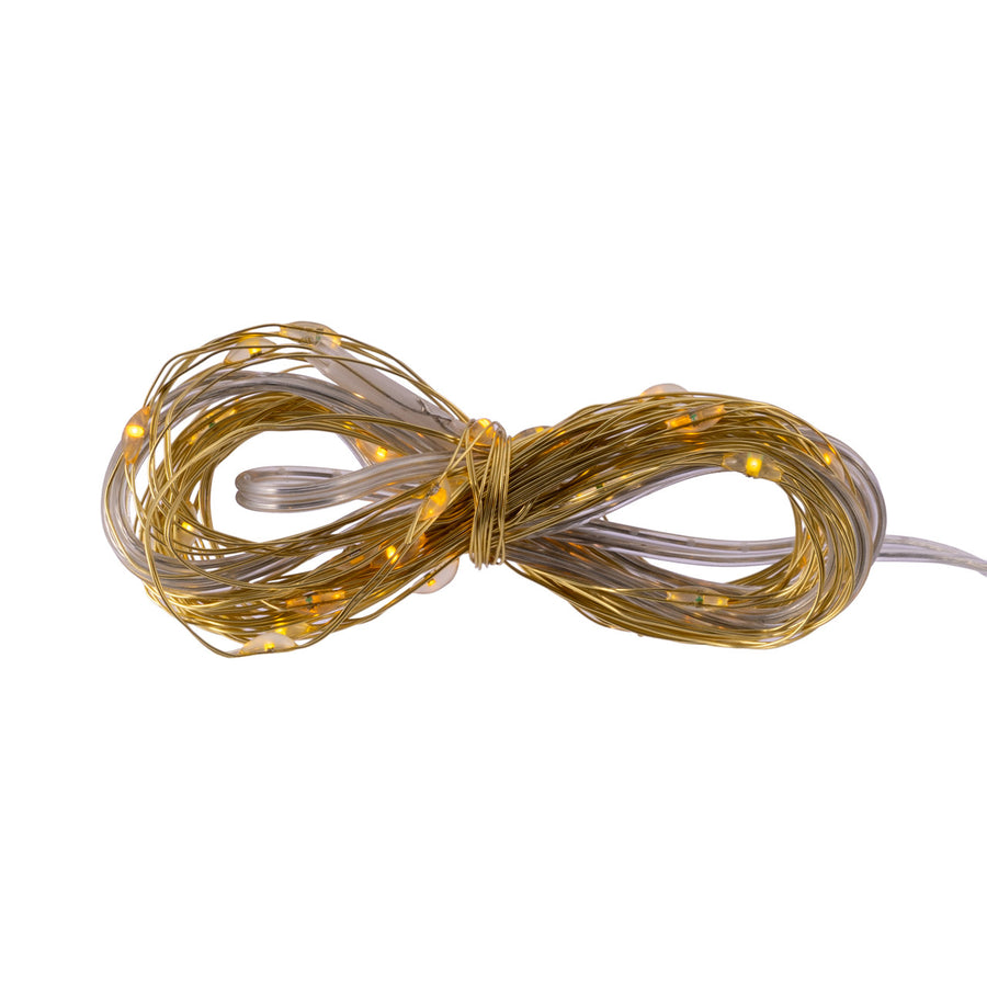 Battery Operated 50L Classic White & Warm White Micro LED Gold Wire Light Set