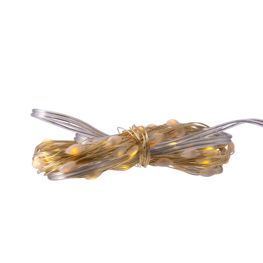 Battery Operated 50L Classic White & Warm White Micro LED Gold Wire Light Set