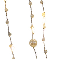 Battery Operated White, Silver & Gold Pearl LED Fairy String Light Set In PDQ