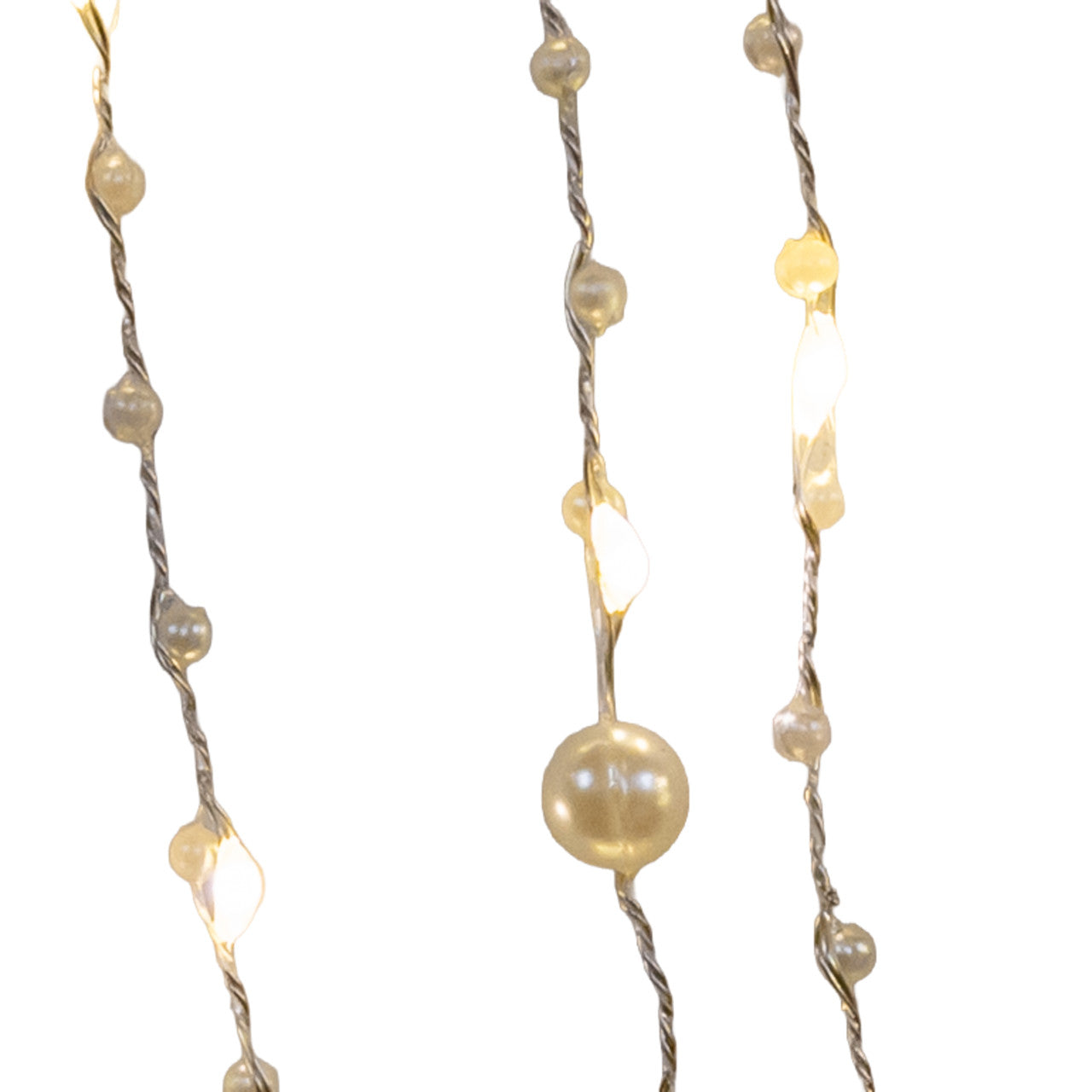 Battery Operated White, Silver & Gold Pearl LED Fairy String Light Set In PDQ