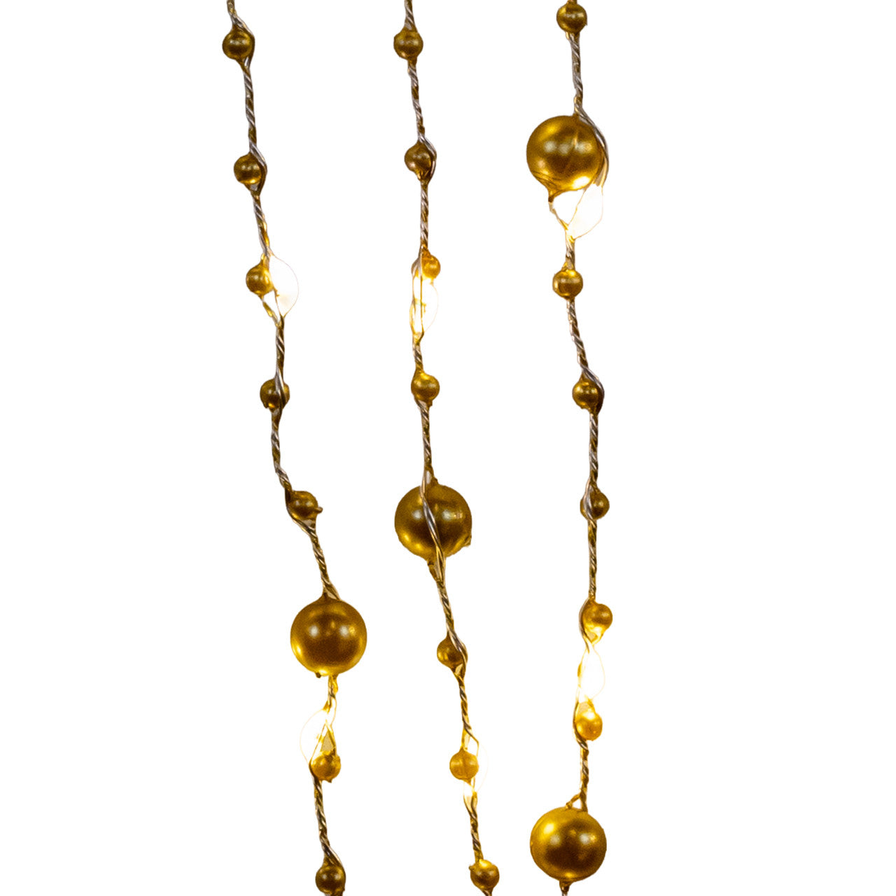 Battery Operated White, Silver & Gold Pearl LED Fairy String Light Set In PDQ