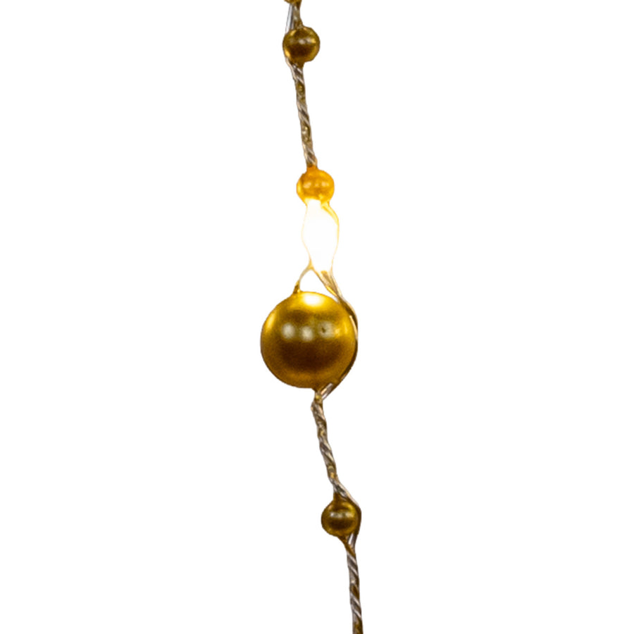 Battery Operated White, Silver & Gold Pearl LED Fairy String Light Set In PDQ
