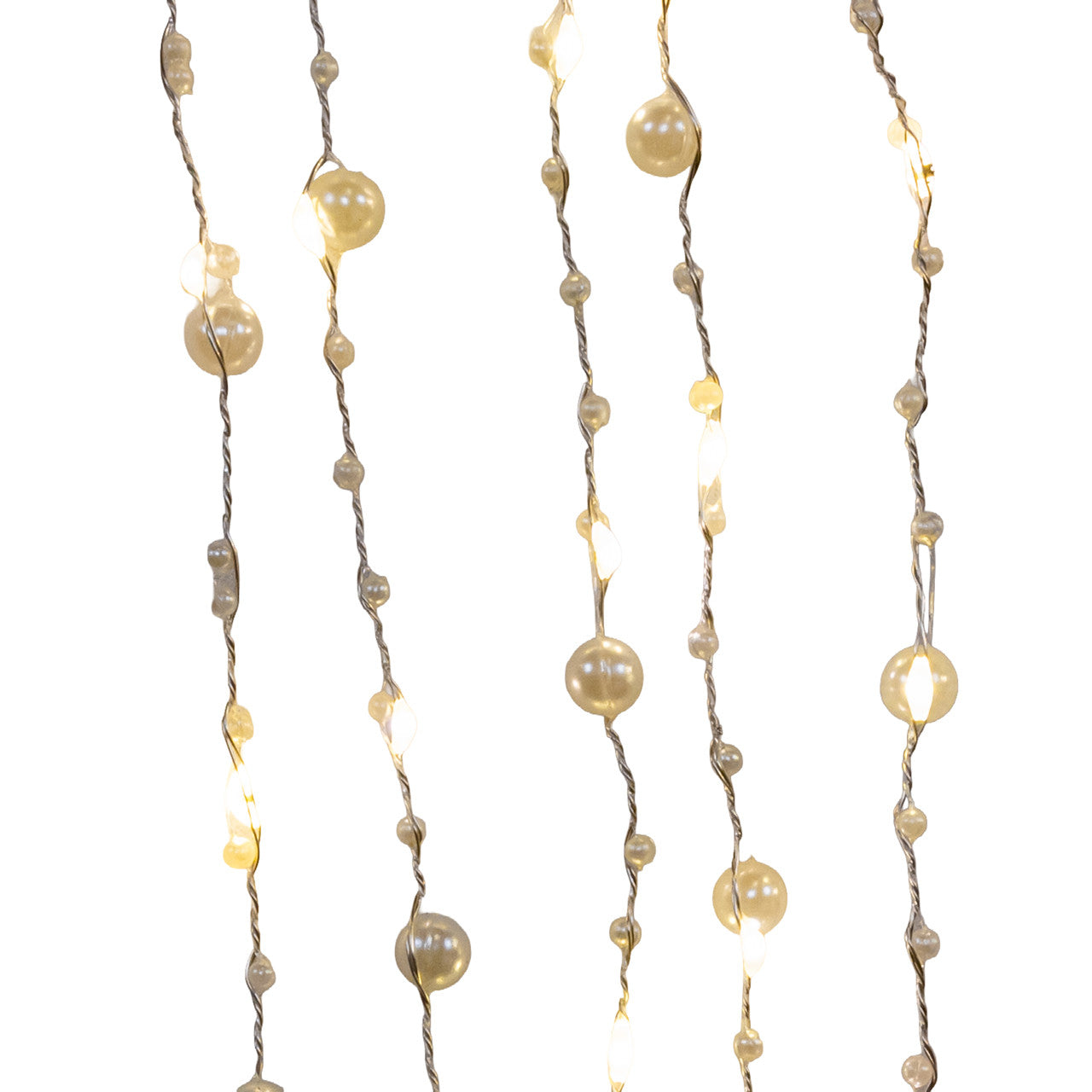 Battery Operated White, Silver & Gold Pearl LED Fairy String Light Set In PDQ