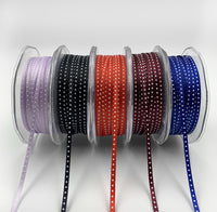1/8 Inch Satin Mini Center Dot Ribbon with Woven Edge